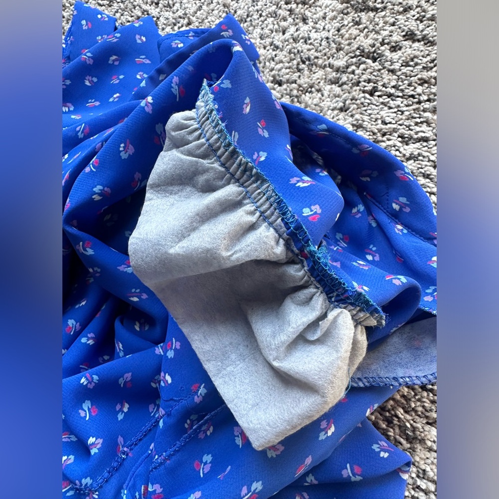 Vintage Office-wear 80ās Eber Etc. Blue Abstract Floral Button Blouse - Picture 13 of 14